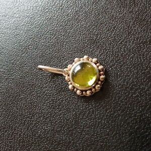 Green Peridot Cabochon Pendant Stamped KumKum 925